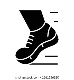 Running shoes black icon, concept illustration, vector flat symbol, glyph sign.