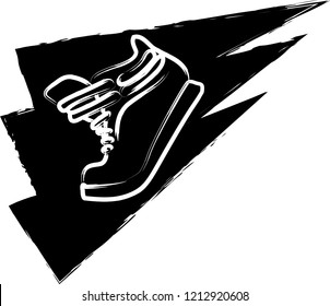 running shoes black and white in motion speed geometry figures vector