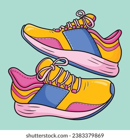 Running Shoes Cartoon Vector Icon Illustration. Fashion Object Icon Concept Isolated Premium Vector. Flat Cartoon Style