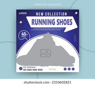 Running shoes collection promotion square social media timeline post or web banner template