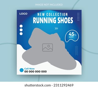 Running shoes collection promotion square social media timeline post or web banner template design