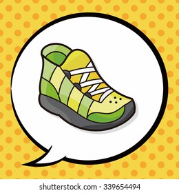 Running shoes doodle, speech bubble