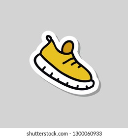 running shoes doodle sticker icon