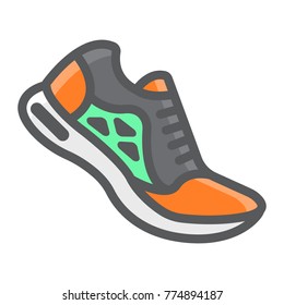 Running shoes filled outline icon, fitness and sport, gym sign vector graphics, a colorful line pattern on a white background, eps 10.