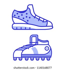 Running shoes in flat design. Modern sport sneakers icons.