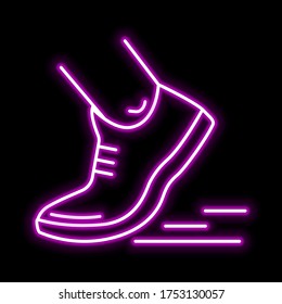 Running shoes icon. Glowing sign logo vector