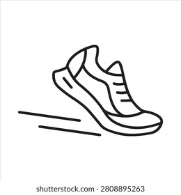Running shoes icon. Simple outline style. Shoe, run, sneaker, exercise, runner, foot, workout, marathon, leisure, athlete, sport concept. Thin line symbol. Isolated design editable stroke.