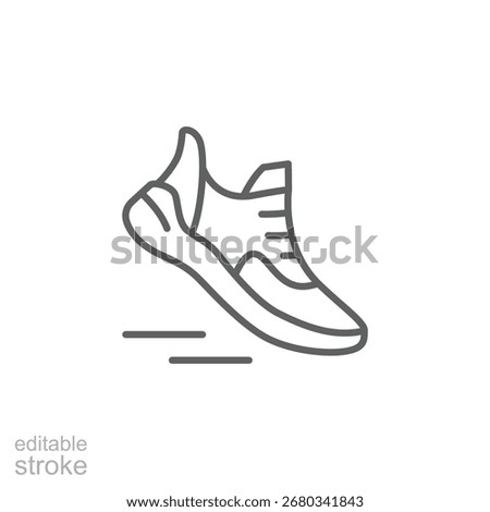Running shoes icon. Simple outline style. Shoe, run, sneaker, exercise, runner, foot, workout, marathon, leisure, athlete, sport concept. Thin line symbol. Isolated design editable stroke.