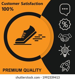 Running shoes icon. With yellow and black background option