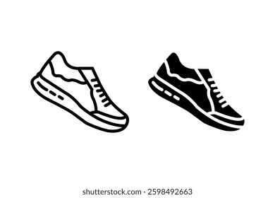 Running Shoes Icons Black and White Sneaker Designs