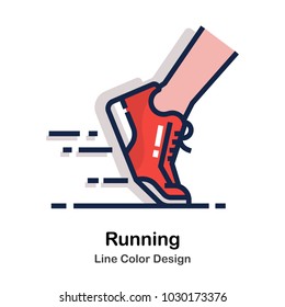 Running Shoes Line Color Icon