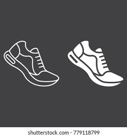 Running shoes line and glyph icon, fitness and sport, gym sign vector graphics, a linear pattern on a black background, eps 10.