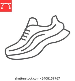 Running-Shoes Line Symbol, Fitness und Schuhe, Sneaker Vektorsymbol, Vektorgrafik, bearbeitbares Strich Umriss, eps10.