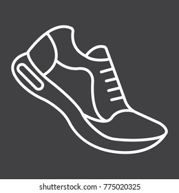 Running shoes line icon, fitness and sport, gym sign vector graphics, a linear pattern on a black background, eps 10.