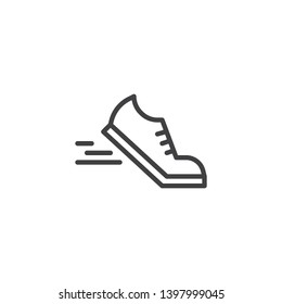 Running shoes line icon. linear style sign for mobile concept and web design. Sport shoe outline vector icon. Symbol, logo illustration. Pixel perfect vector graphics