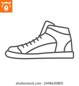 Icono de línea de zapatillas de running, ícono de estilo de contorno para Sitio web o App móvil, ropa y calzado, zapatillas deportivas, ícono de Vector, Ilustración vectorial simple, Vector gráfico con trazos editables.