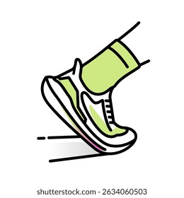 Running shoes line logo, foot icon with running shoes 