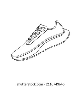 Running Shoes Outline Icon Illustration on White Background