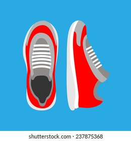 Running Shoes Pair. Top And Front View. Sport Vector Illustration