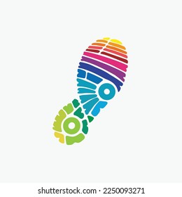 Running shoes print for run competition logo, run for fun poster logo. - Shutterstock ID 2250093271