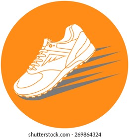 Running shoes, retro shoes. Vector.