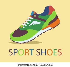 Running shoes, retro shoes. Vector.