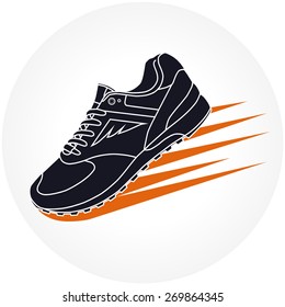 Running shoes, retro shoes. Vector.