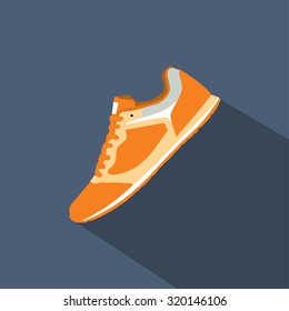 Running shoes, retro shoes. Vector.