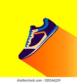 Running shoes, retro shoes. Vector.