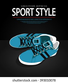 Running shoes, retro shoes. Vector.