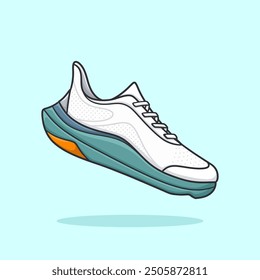 Running Shoes Run White Cartoon Vector