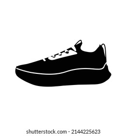 Running Shoes Silhouette. Black and White Icon Design Element on Isolated White Background
