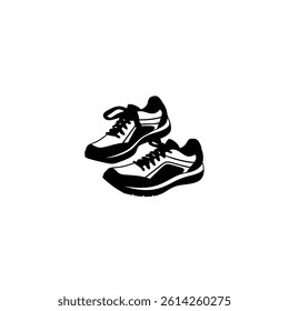 Running shoes silhouette on white background
