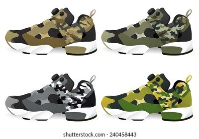 Running shoes - Sneakers set. Vector and illustration
