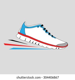Running shoes with speed and motion trails