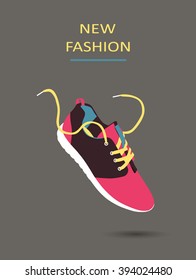 Running shoes. Sport shoes. Flat design. Vector illustration