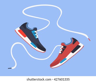 Running shoes. Sport shoes. Flat design. Vector illustration