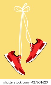 Running shoes. Sport shoes. Flat design. Vector illustration