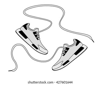 Running shoes. Sport shoes. Flat design. Vector illustration