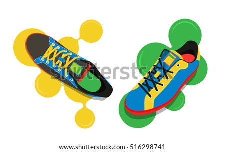 Running shoes. Sport shoes. Flat design. Vector illustration