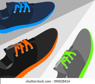 Running shoes. Sport shoes. Sneakers. Vector illustration