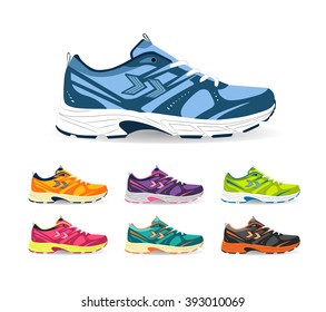 Running shoes. Sport shoes. Sneakers. Vector illustration