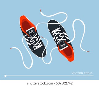 Flat Sport Sneakers Background Concept Vector Stock Vector (Royalty ...