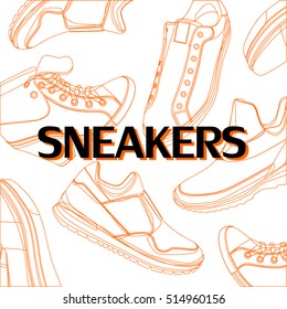 Running shoes. Sport shoes. Sneakers. Vector illustration