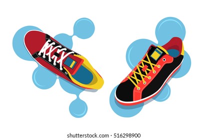 Running shoes. Sport shoes. Sneakers. Vector illustration