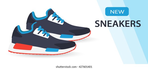 Running shoes. Sport shoes. Vector illustration