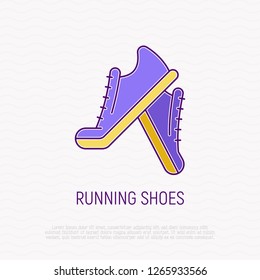 Running shoes thin line icon. Modern vector illustration of footwear.