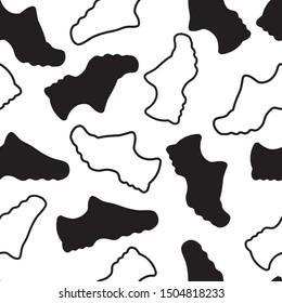 Running shoes. Vector black and white seamless pattern. Healthy lifestyle concept.