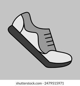 Running shoes vector grayscale icon. Fitness, sport and gym sign. Graph symbol for fitness and weight loss web site and apps design, logo, app, UI