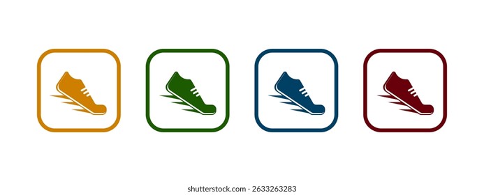 Running shoes vector icon. Sport shoe glyph icon in different color design.